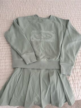 Wilson Sage Green Cropped Crewneck Sweatshirt and skirt